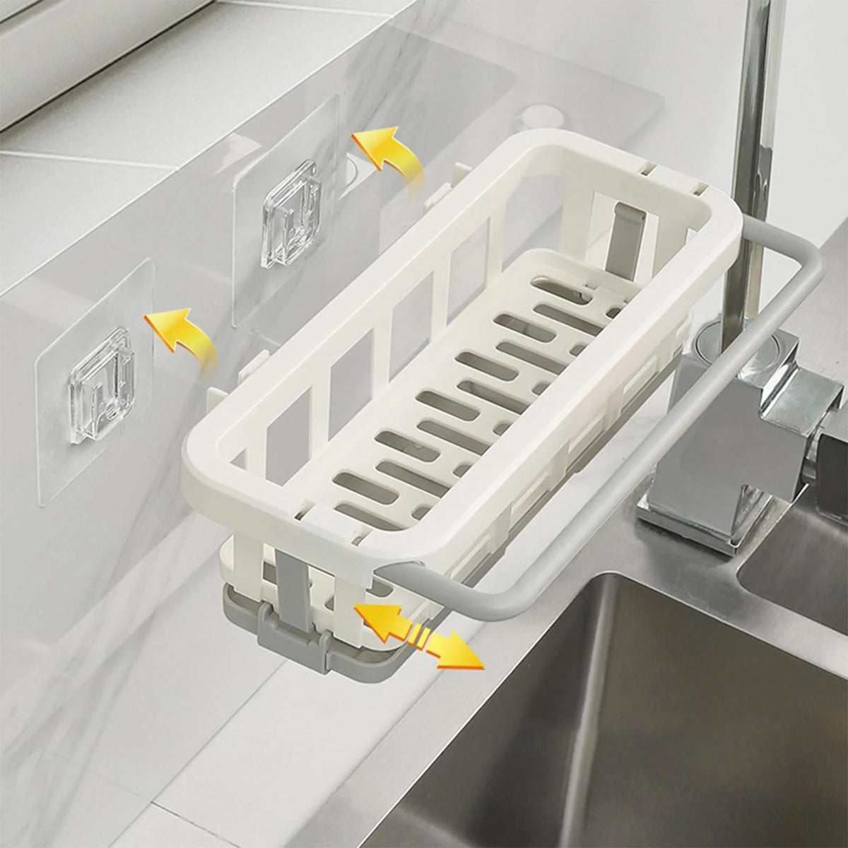 Sink Organizer Rack Wall-Mounted 3 Compartments Space-Saving