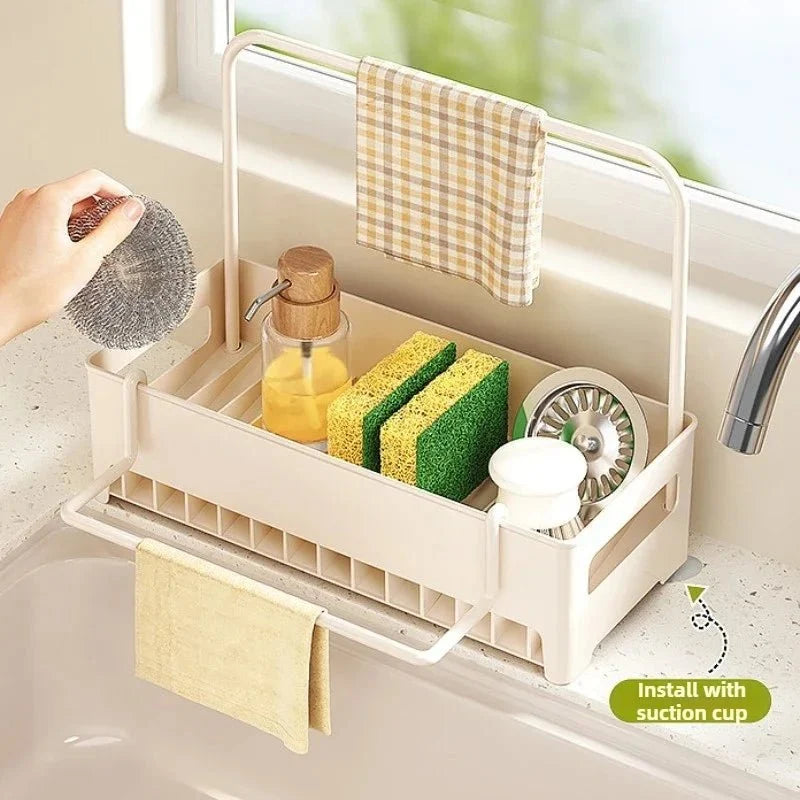 Sink Organizer Removable Drip Tray Space-Saving Design