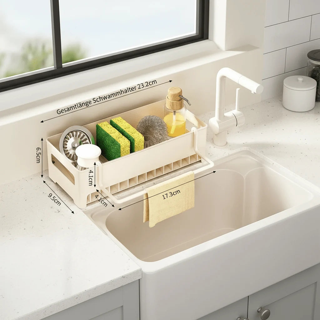 Sink Organizer Removable Drip Tray Space-Saving Design