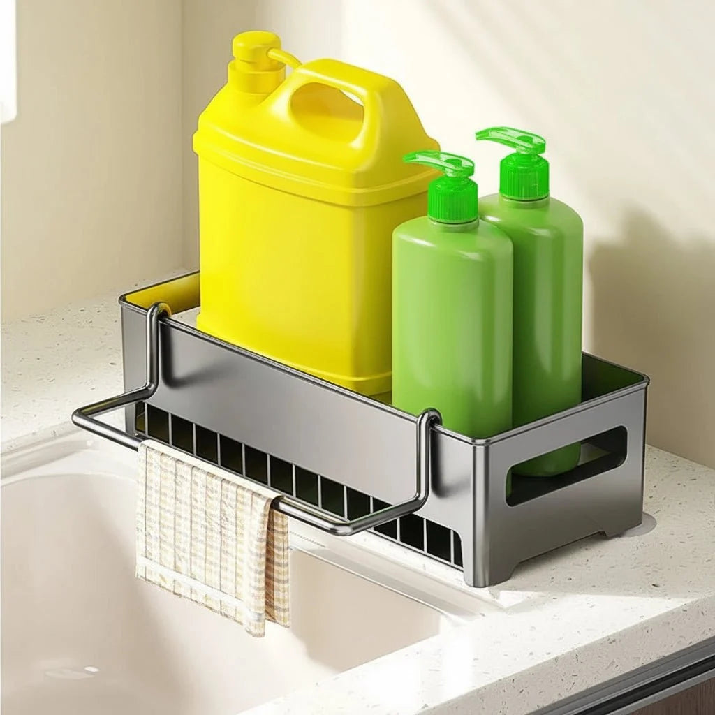 Sink Organizer Removable Drip Tray Space-Saving Design