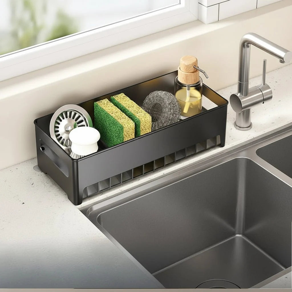 Sink Organizer Removable Drip Tray Space-Saving Design