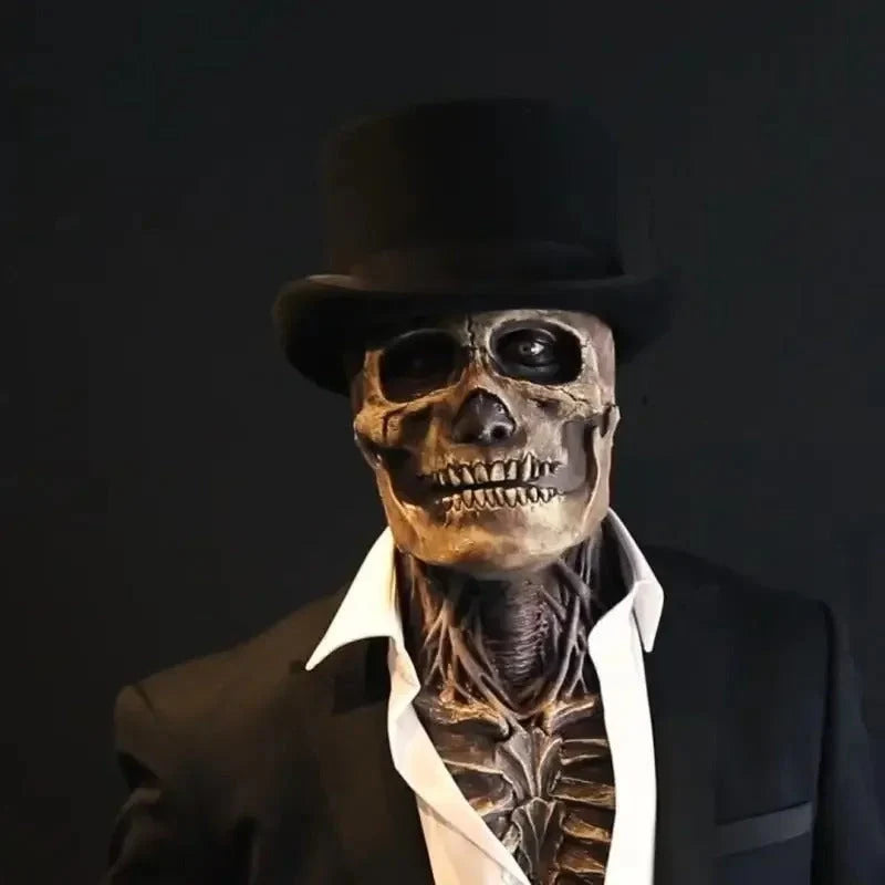 Skeleton Costume Full-Face Mask & Matching Hat