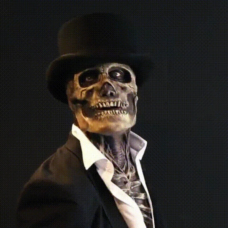 Skeleton Costume Full-Face Mask & Matching Hat