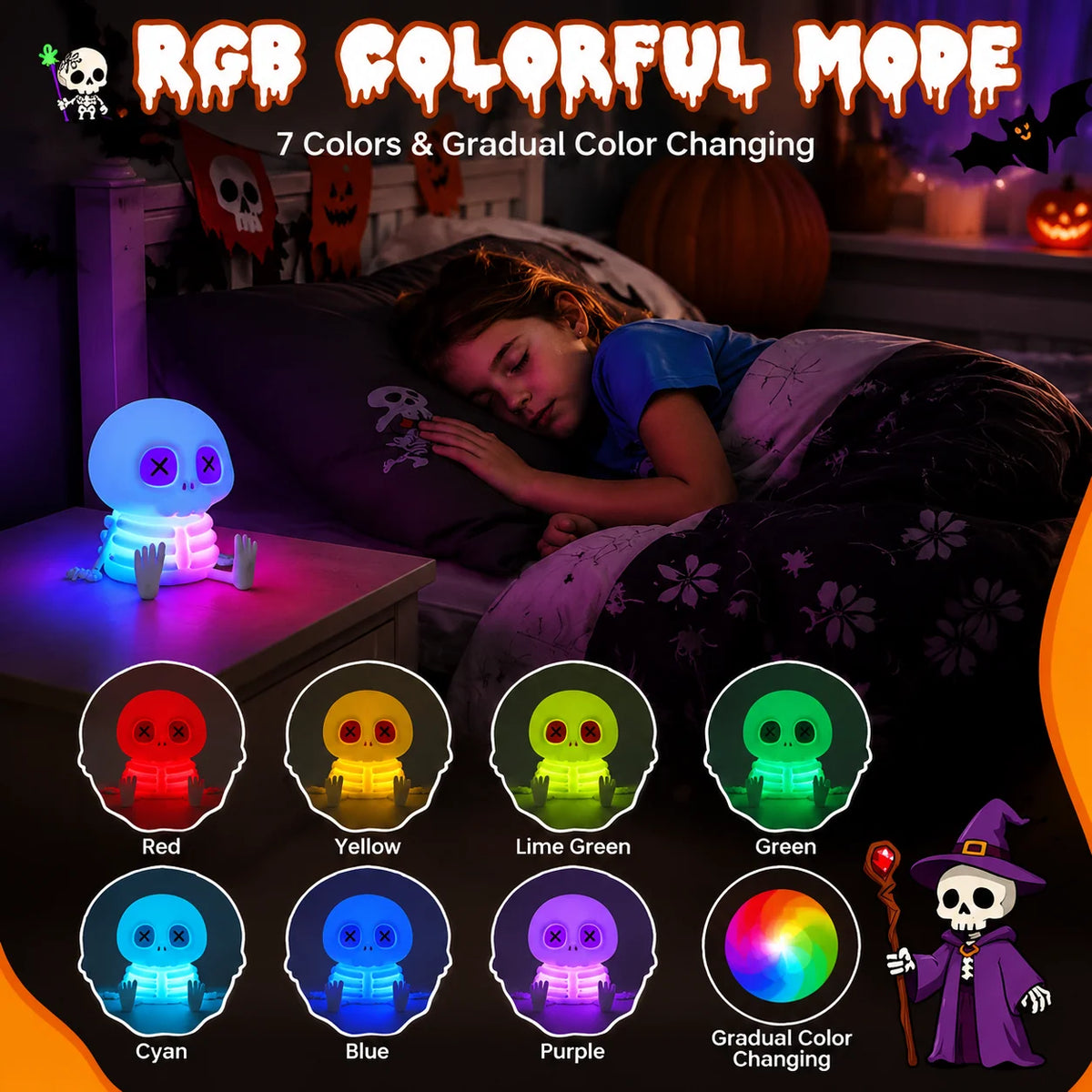 Skeleton Night Light Tap-Control Rechargeable USB-C LED