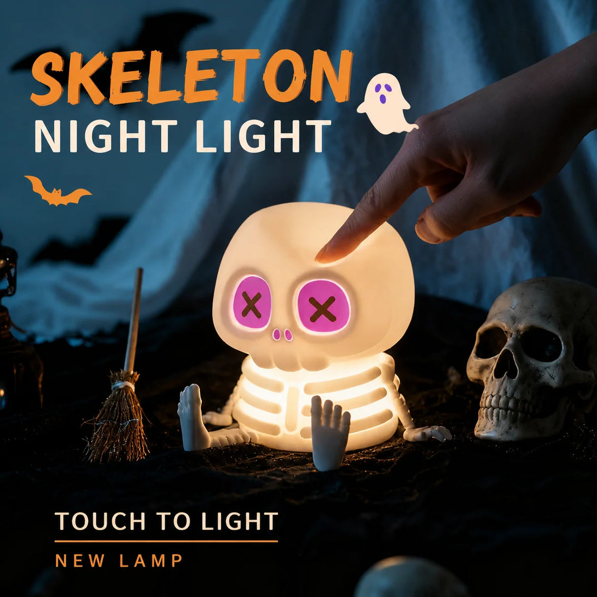 Skeleton Night Light Tap-Control Rechargeable USB-C LED