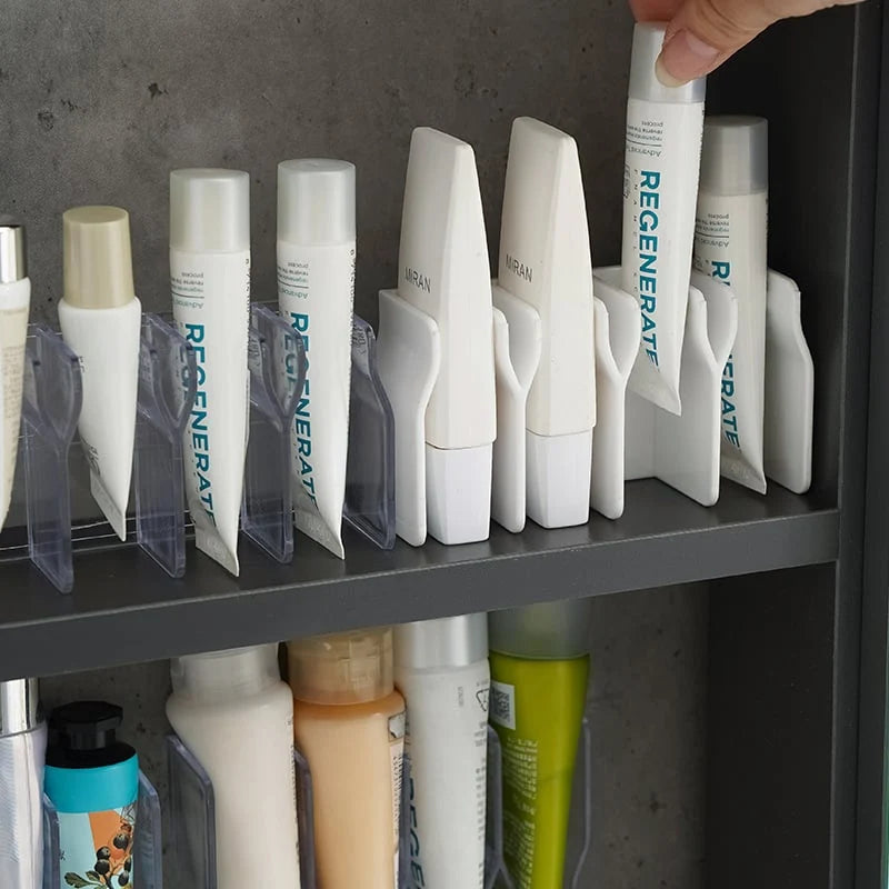 Skincare Tube Organizer Freestanding or Drill-Free Wall Mount