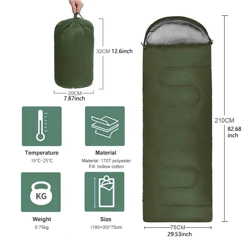 Sleeping Bag 4-Season Ultralight Water-Repellent Cotton Lining