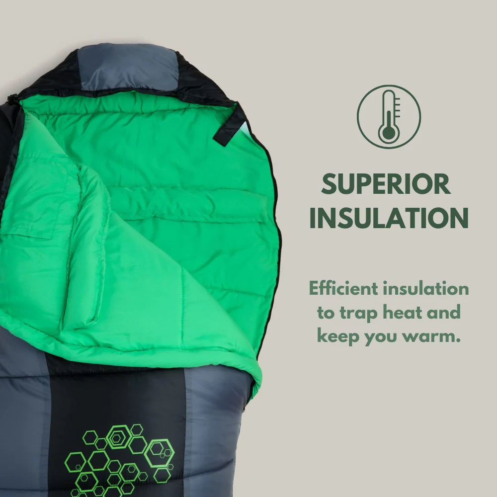 Sleeping Bag Hooded Mummy Waterproof Polyester Rated To 5°F