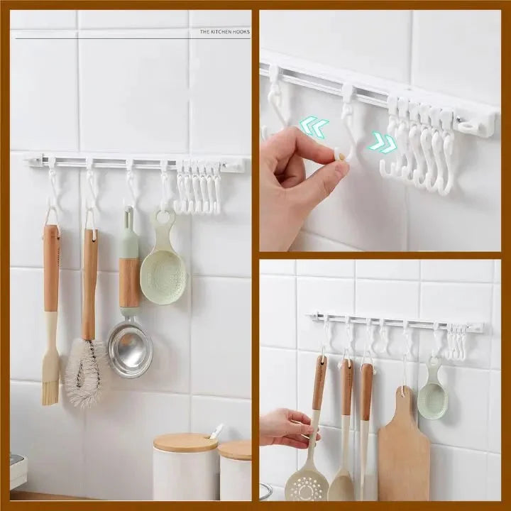 Sliding Rail Hooks Stainless Steel Set of 10