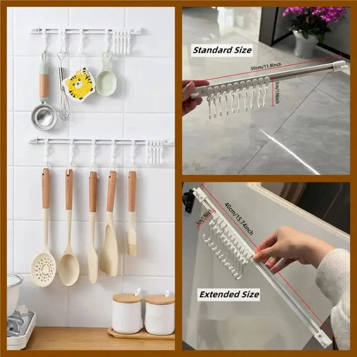 Sliding Rail Hooks Stainless Steel Set of 10