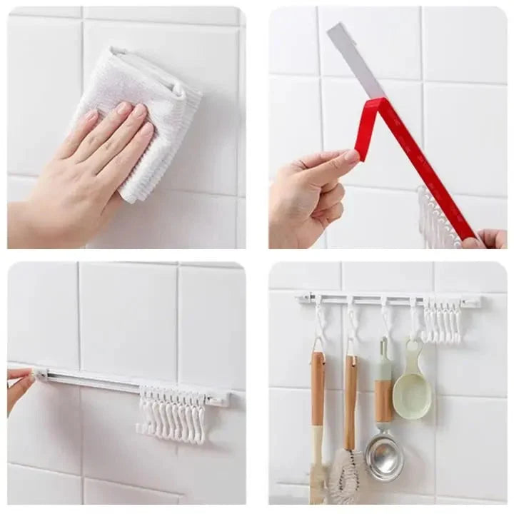 Sliding Rail Hooks Stainless Steel Set of 10