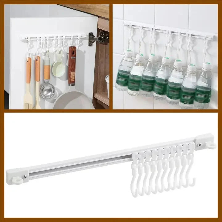 Sliding Rail Hooks Stainless Steel Set of 10