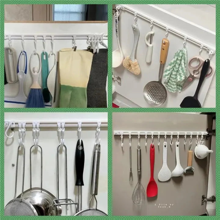 Sliding Rail Hooks Stainless Steel Set of 10
