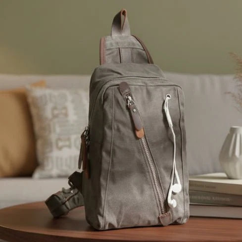 Sling Backpack Canvas Multiple Compartments Compact Carry