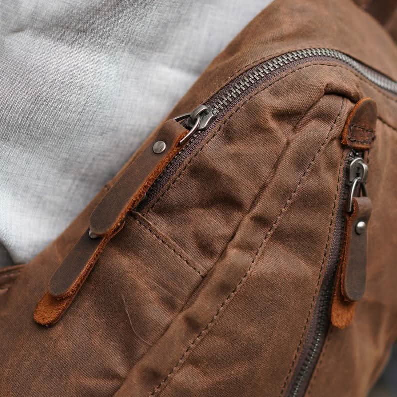 Sling Backpack Canvas Multiple Compartments Compact Carry