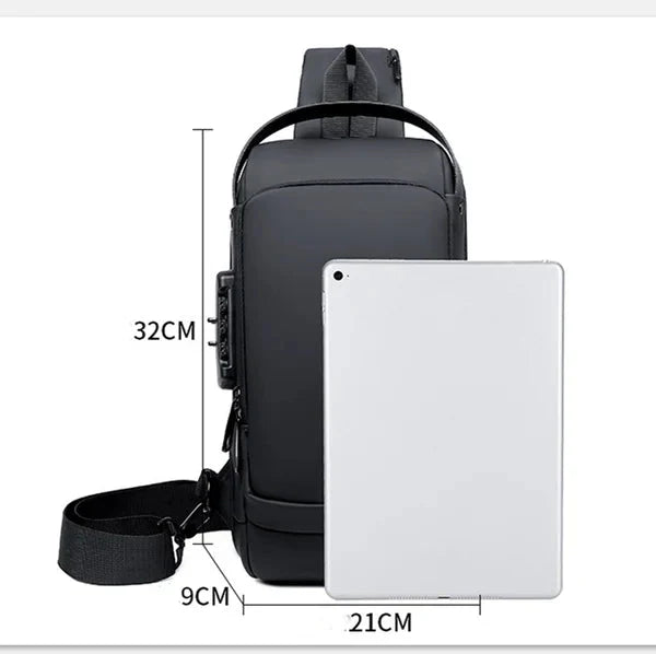 Sling Bag Anti-Theft Combination Lock USB Charging Port