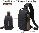 Sling Bag Water-Resistant PU Leather Combination Lock Hidden Pocket