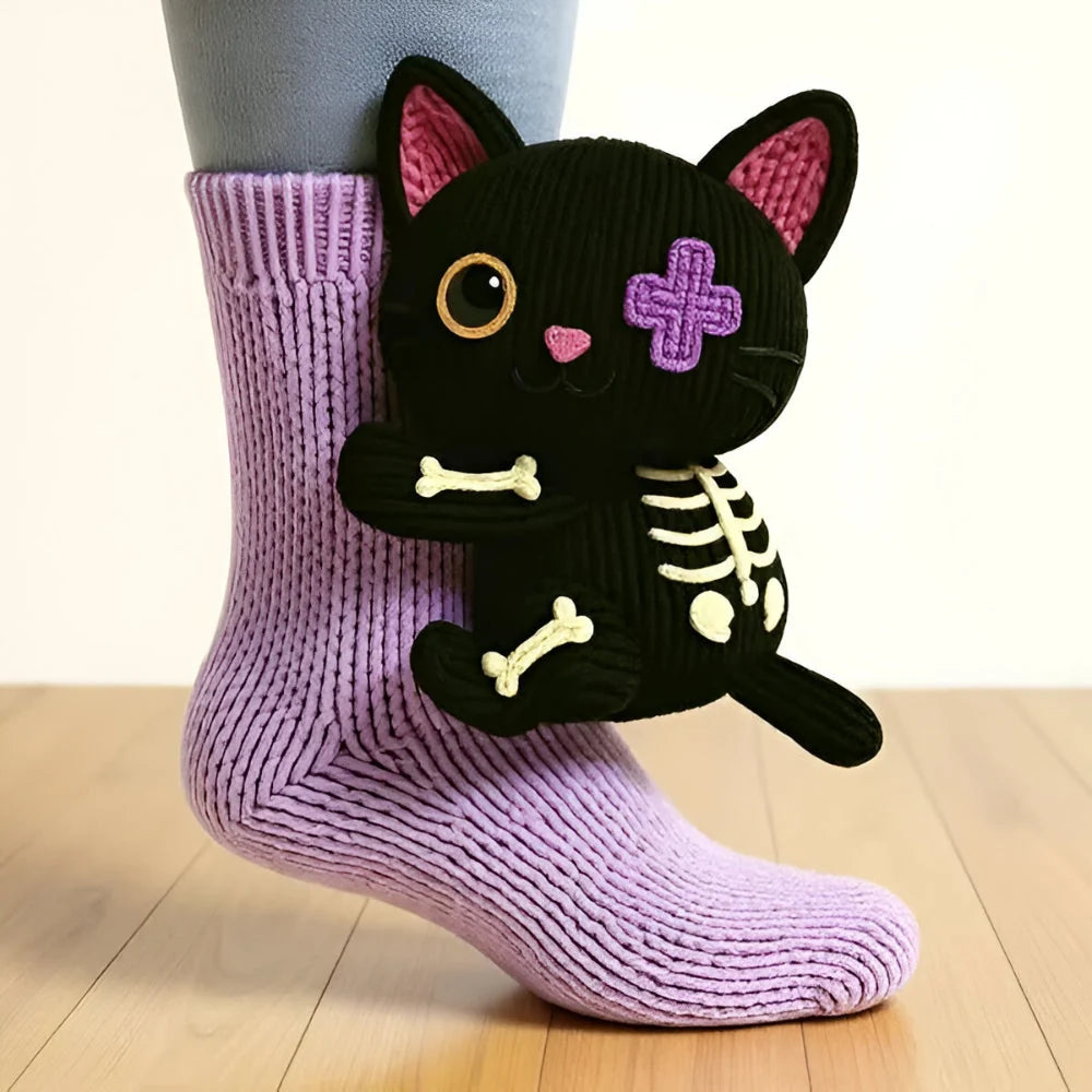 Slipper Socks Fleece Warmth Non-Slip Grip Soles 3D Animal Designs