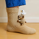 Slipper Socks Fleece Warmth Non-Slip Grip Soles 3D Animal Designs