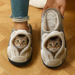 Slippers 3D Cat Design Faux Fur Lining Non-Slip Sole
