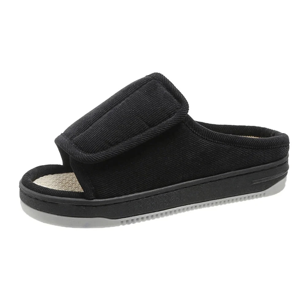 Slippers Extra-Wide Adjustable Open-Toe Pressure-Relieving Insole