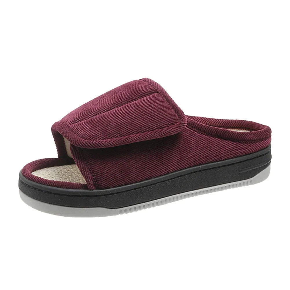 Slippers Extra-Wide Adjustable Open-Toe Pressure-Relieving Insole
