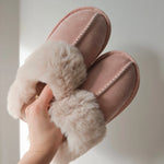 Slippers Faux Fur Warm Slip-On Rubber Sole