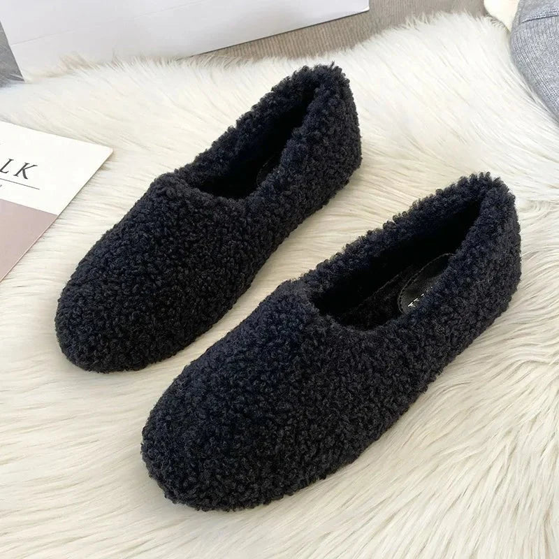 Slippers Faux Wool Lined Padded Footbed Mule Design