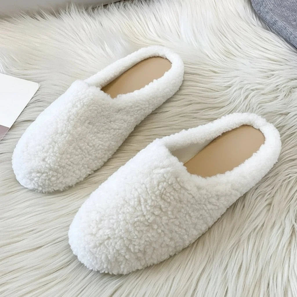 Slippers Faux Wool Lined Padded Footbed Mule Design