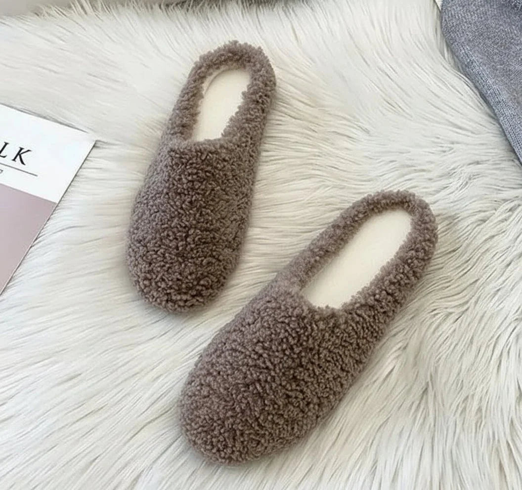 Slippers Faux Wool Lined Padded Footbed Mule Design