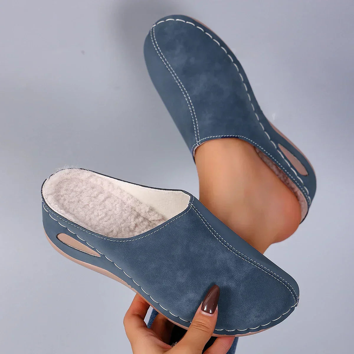 Slippers Fleece Lined Orthopedic Support Non-Slip Sole