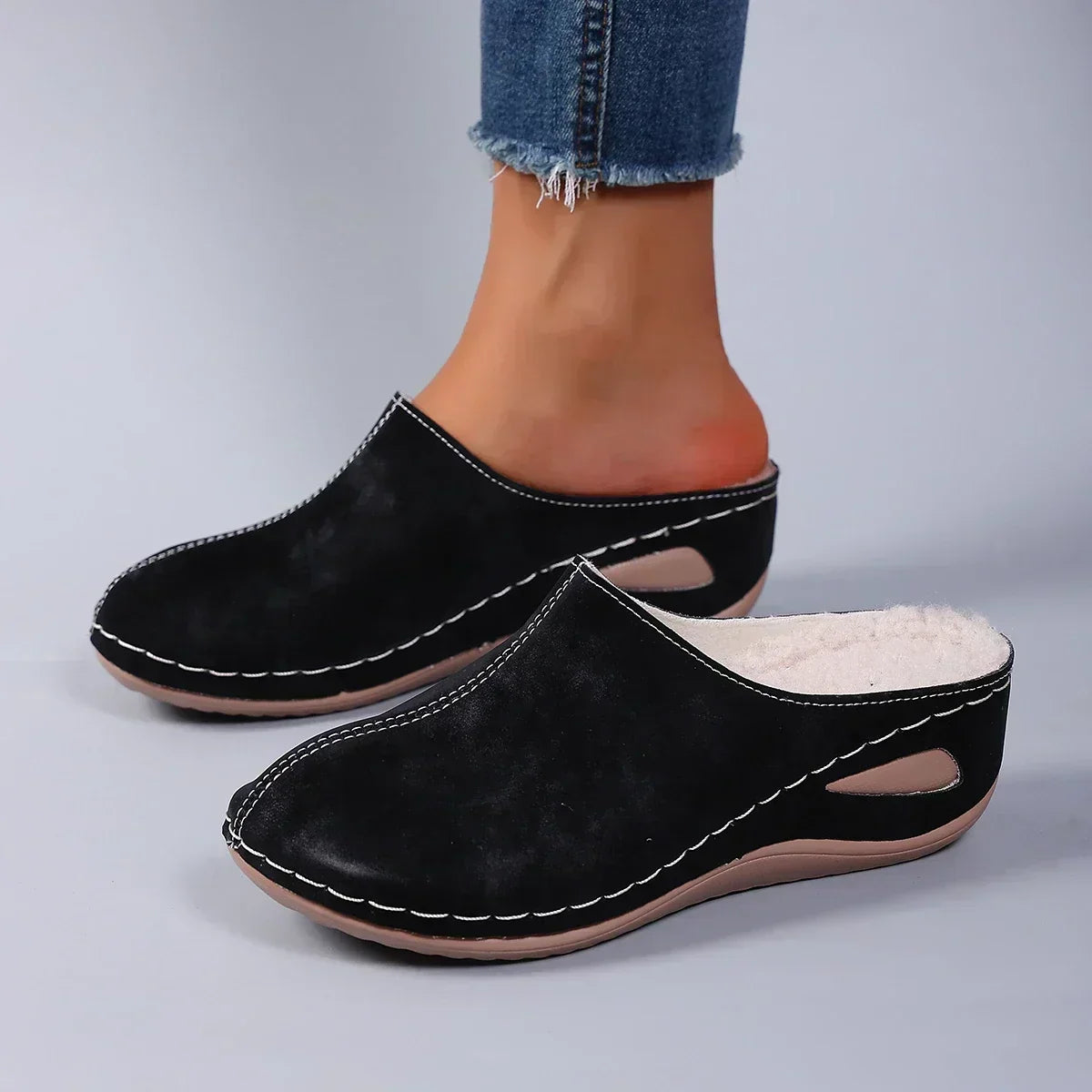 Slippers Fleece Lined Orthopedic Support Non-Slip Sole