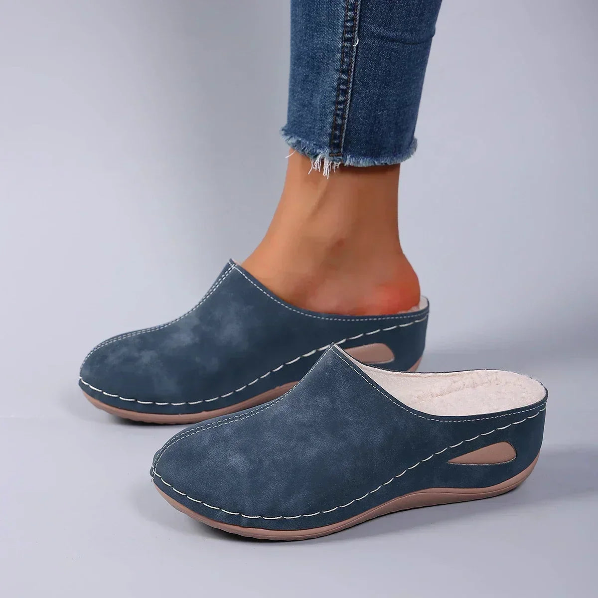 Slippers Fleece Lined Orthopedic Support Non-Slip Sole