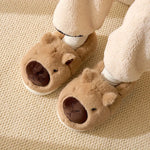 Slippers Plush Capybara Design Non-Slip Sole
