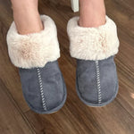 Slippers Plush Faux Fur Upper Rubber Sole Slip-On Design