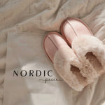 Slippers Plush Faux Fur Upper Rubber Sole Slip-On Design