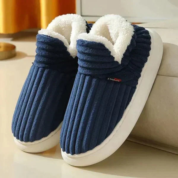 Slippers Plush Lined Non-Slip Rubber Sole Slip-On