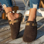 Slippers Plush Lined Open-Back Non-Slip Sole