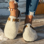 Slippers Sheepskin Lined Non-Slip Rubber Sole Mule Style