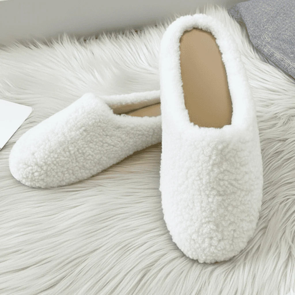Slippers Wool Upper Faux-Wool Lining Padded Footbed