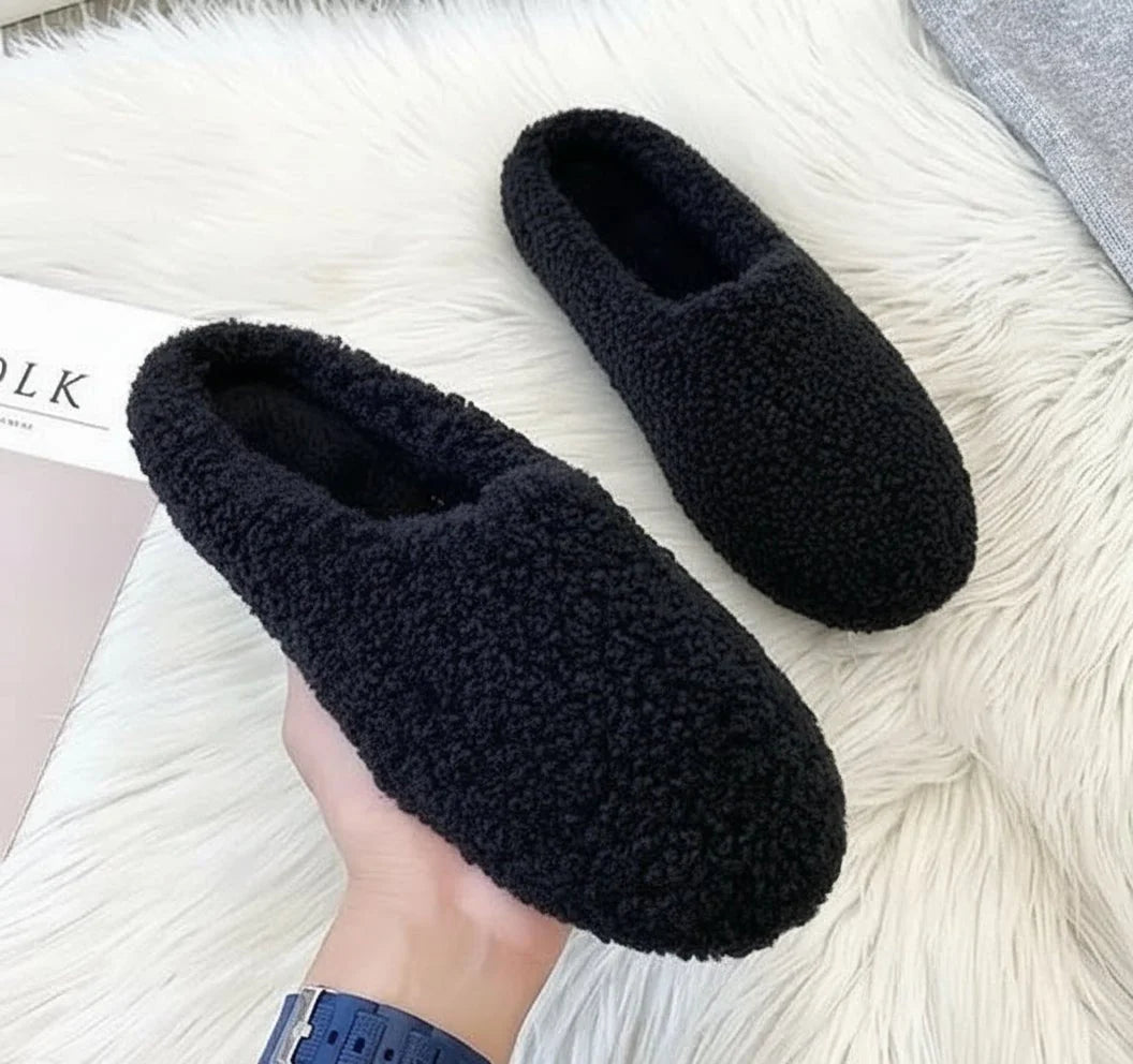 Slippers Wool Upper Faux-Wool Lining Padded Footbed