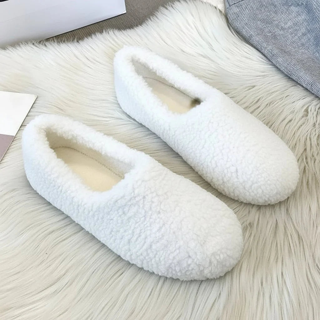 Slippers Wool Upper Faux-Wool Lining Padded Footbed