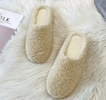 Slippers Wool Upper Faux-Wool Lining Padded Footbed