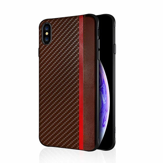 Smartphone Case PU Leather Carbon Fiber Texture Scratch & Shock Protection