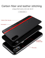 Smartphone Case PU Leather Carbon Fiber Texture Scratch & Shock Protection