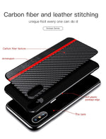 Smartphone Case PU Leather Carbon Fiber Texture Scratch & Shock Protection
