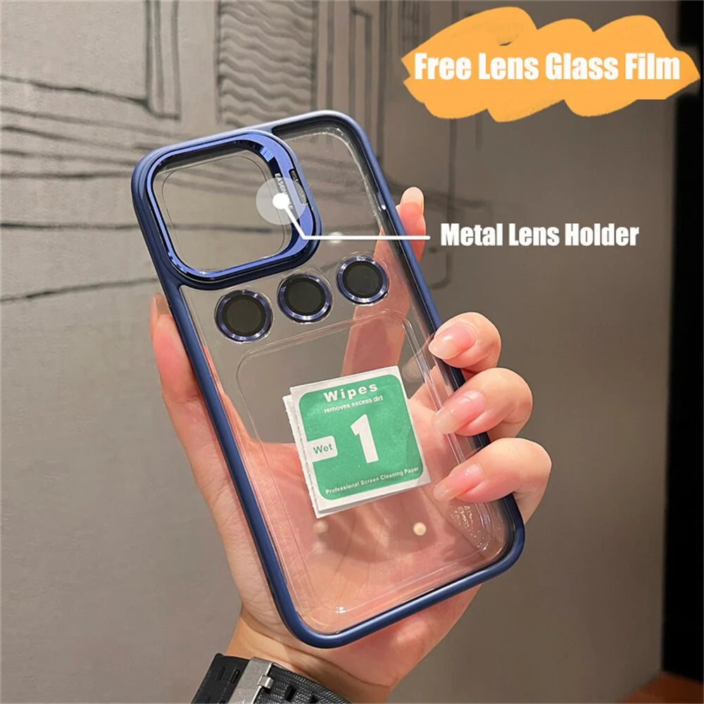 Smartphone Case Shock-Resistant Built-In Camera Lens Protector Transparent