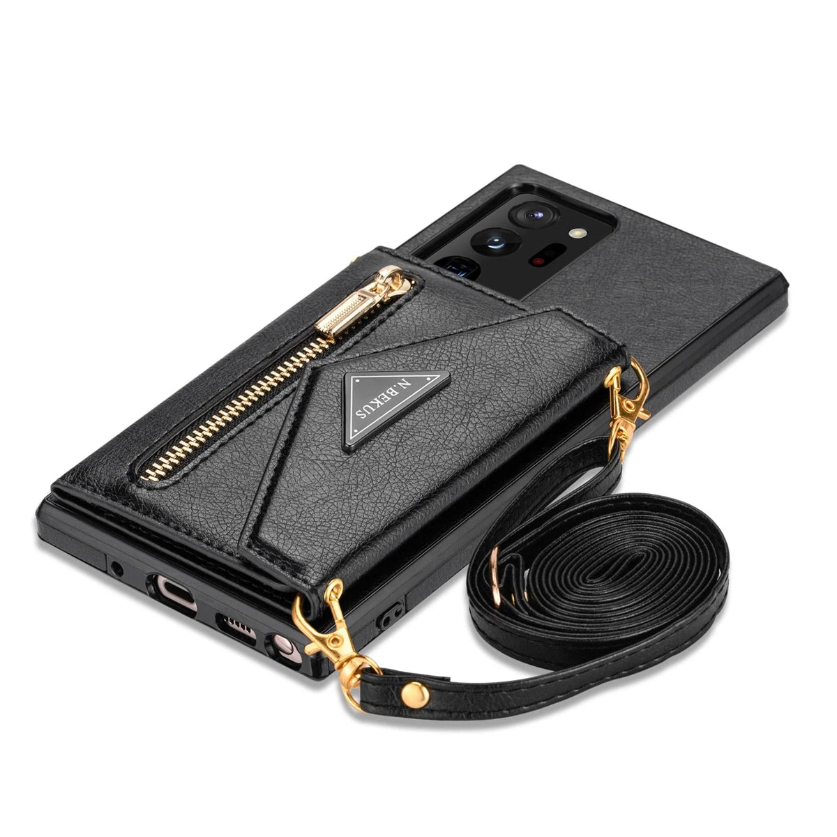 Smartphone Wallet Case PU Leather Wrist Strap