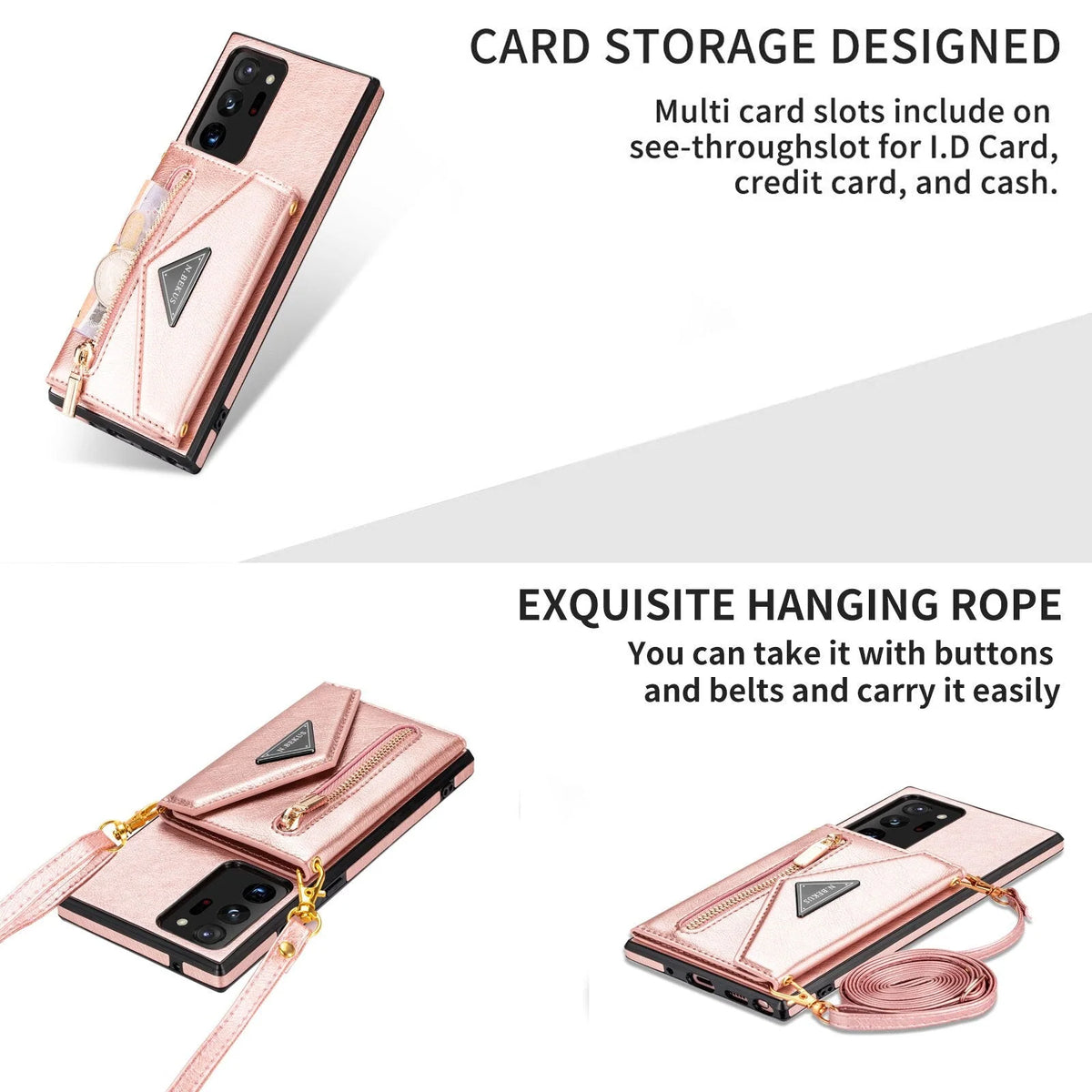 Smartphone Wallet Case PU Leather Wrist Strap