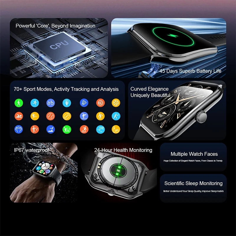 Smartwatch 1.96 Inch AMOLED Heart Rate & Sleep Tracking